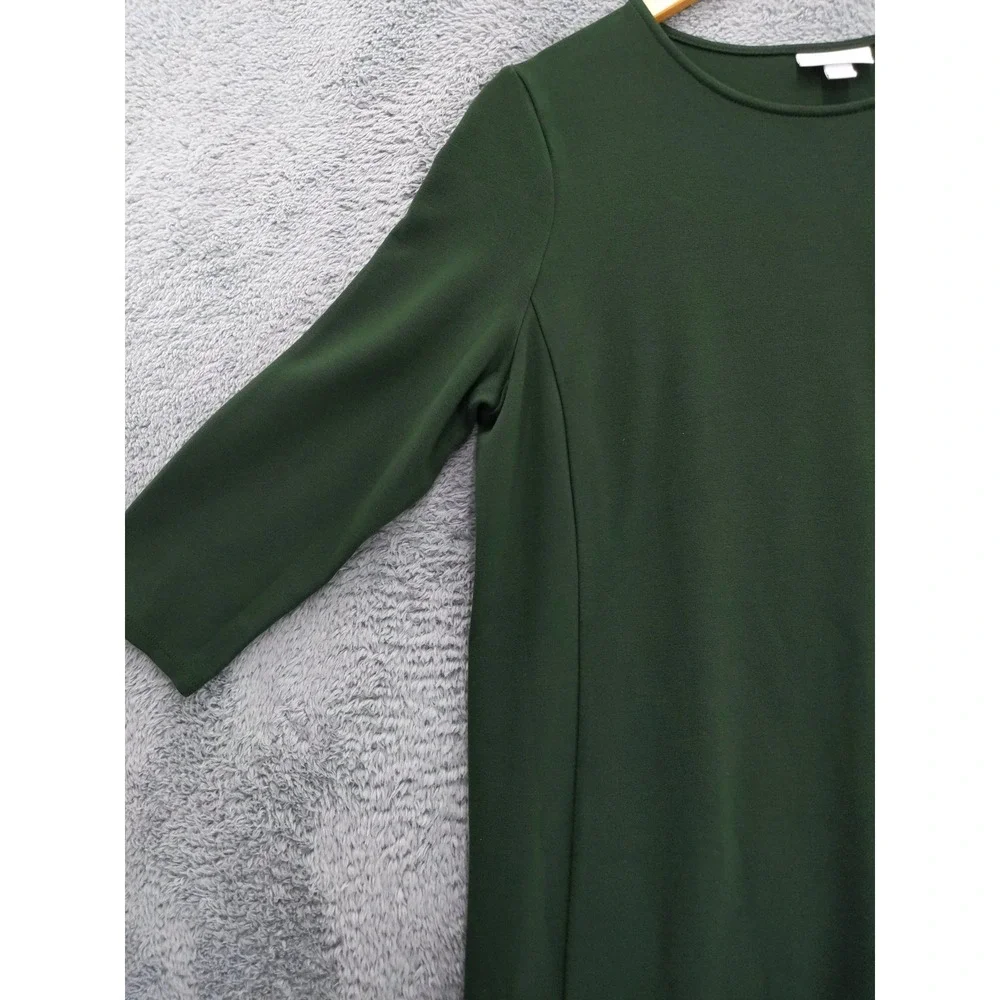 J Jill Ponte Knit Dress Green Midi 3/4 Sleeve Pockets‎ Size M